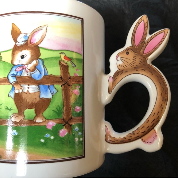 Vintage Country Rabbit Mug with Cute Handle - Made in Japan - Picture 4 of 15